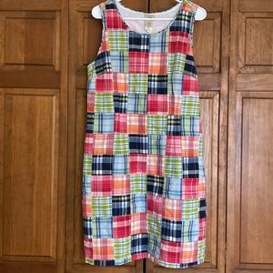 LL Bean Kennebunkport Madras Patchwork Shift Dress